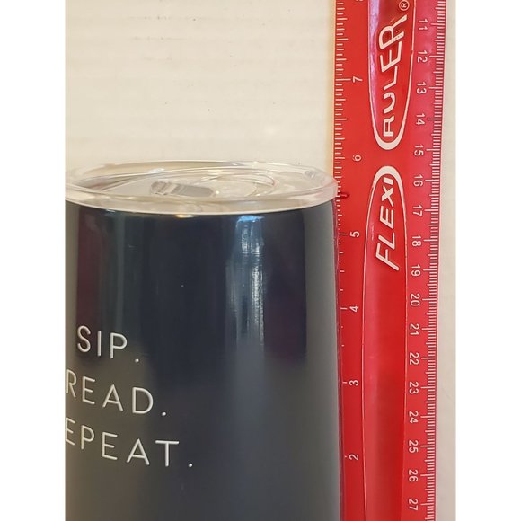 Wine Tumbler "Sip Read Repeat" 16oz Navy Blue - Picture 4 of 7